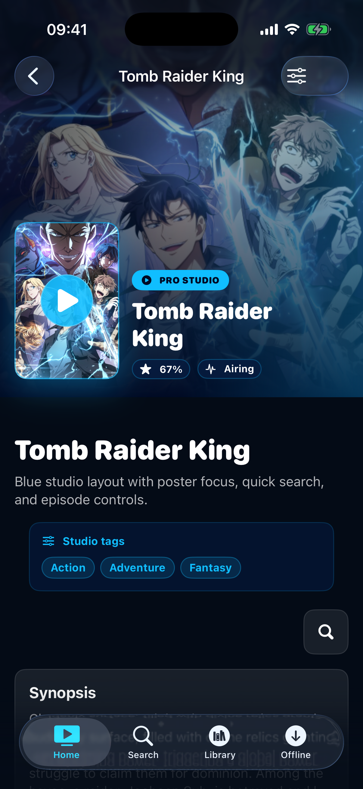 SnoAnime onboarding screen